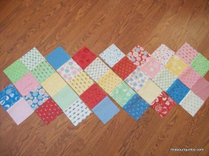 Lay out the completed rows and stagger the colors.