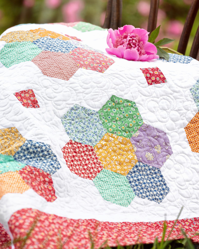 Grandmother s Flower Garden Quilt Sewing Pattern Templates Hexagon Quilt Pattern Quilt Sewing