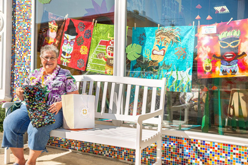 Tiki quilts on display at 2019 Birthday Bash at Missouri Star Quilt Co.