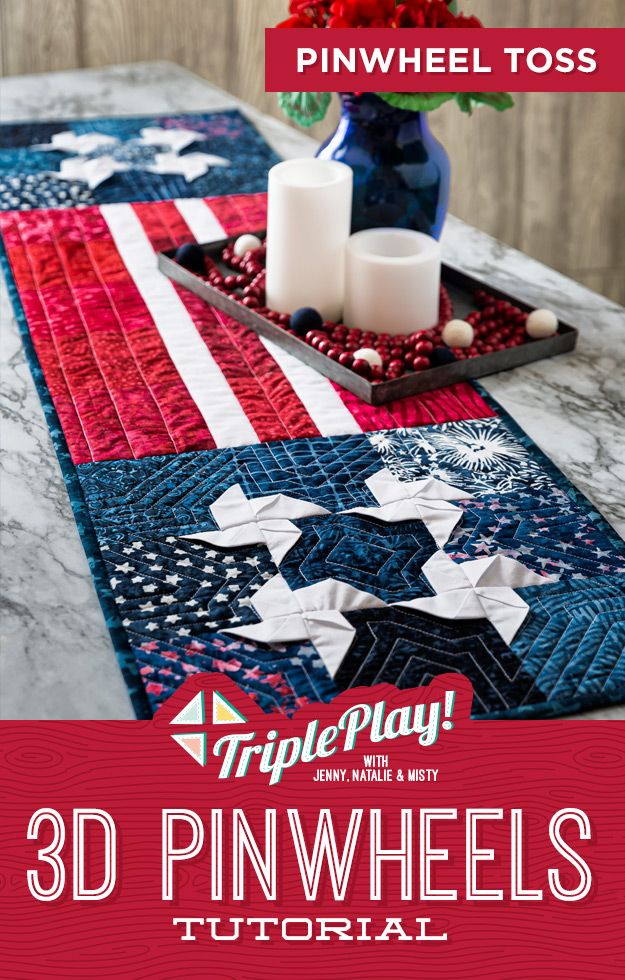 The Pinwheel Toss Table Runner from Missouri Star Quilt Co. Watch the free quilt tutorial today. 