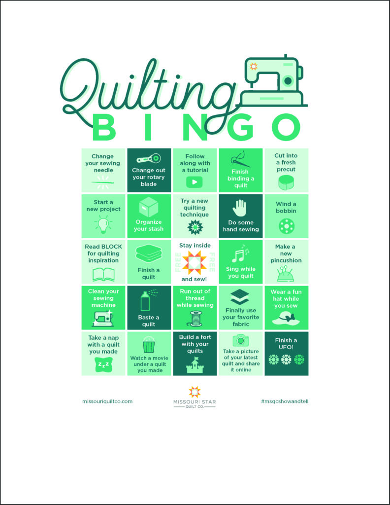 Quilting Bingo from Missouri Star Quilt Co. Play Quilting Bingo to quilt from home while keeping in touch with the quilting community.