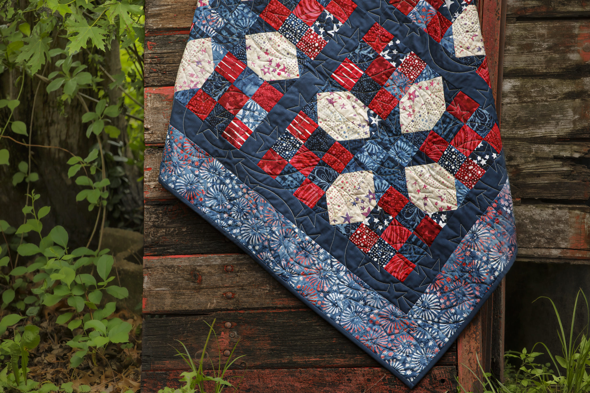 Star Sashed Nine-Patch Quilt
